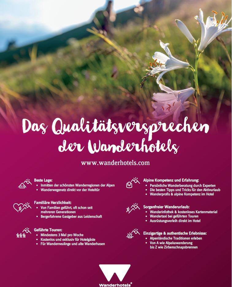 Flyer Qualitätsversprechen Wanderhotels