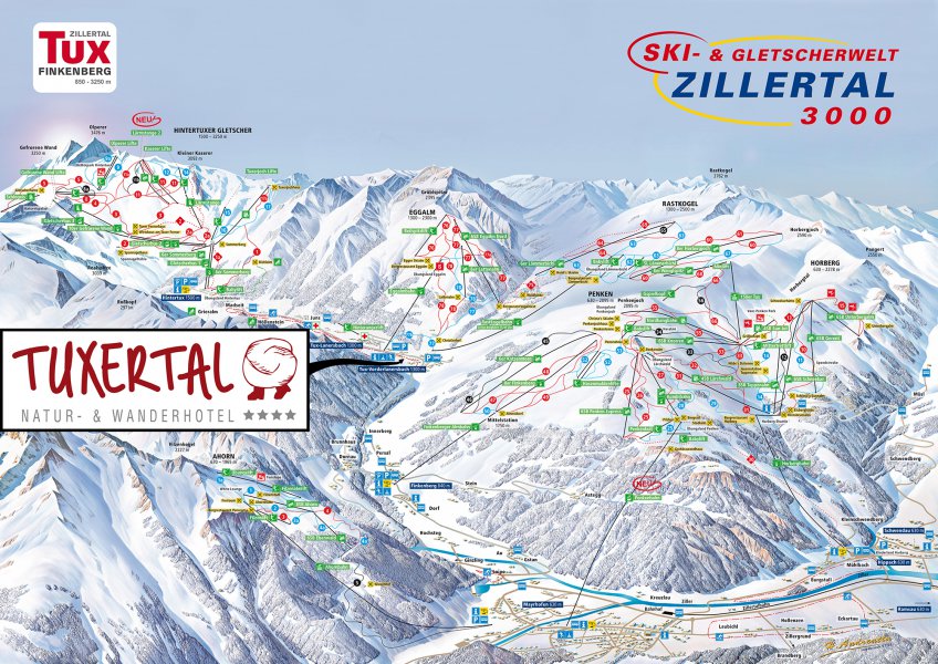 Pistenplan Ski & Gletscherwelt Zillertal 3000